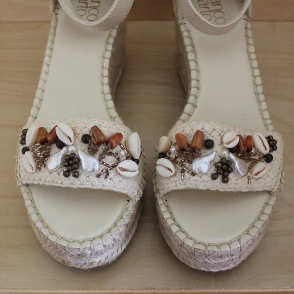 Franco Sarto Clemens Espadrille Shell Wedge Sandal - Picture 7 of 11